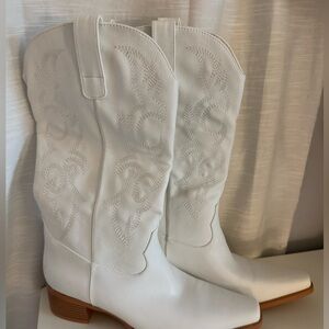 White cowboy boots, size 8.5.